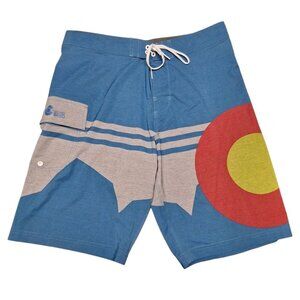 Colorado Bred Board Shorts Swim Trunks Mens‎ 34 Blue Pocket Drawstring Summer